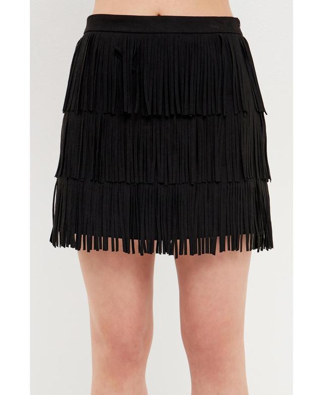 endless rose Womens Suede Fringe Skirt Product Image