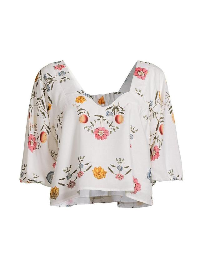 Womens Lumi Floral Puff-Sleeve Crop Top Product Image