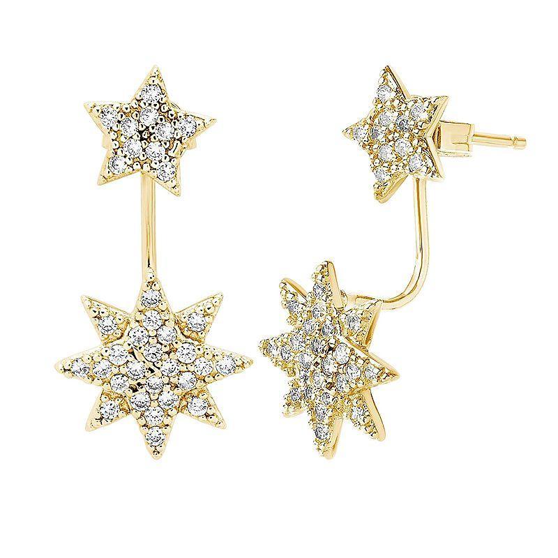 MC Collective CZ Starburst Jacket Earrings, Womens, Gold Tone Product Image