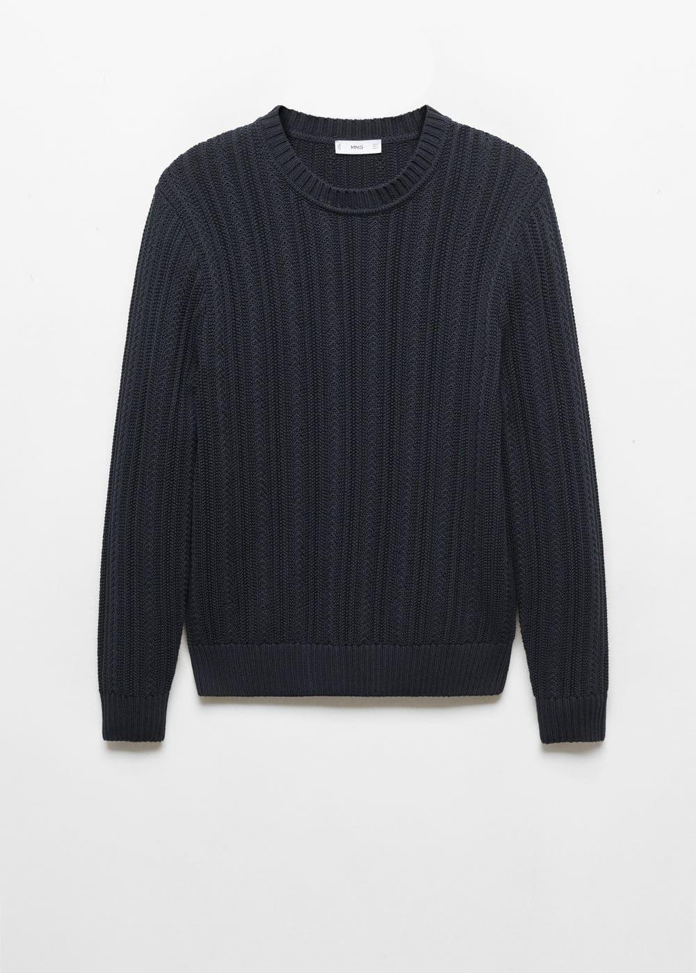 MANGO MAN - Contrasting knit sweater dark navyMen Product Image