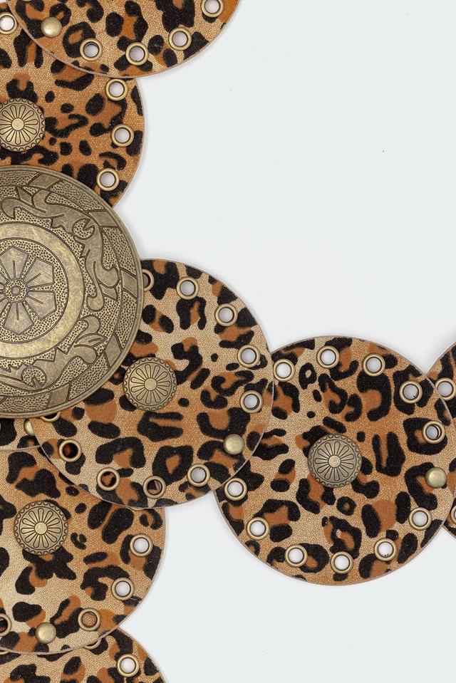 Leopard Faux Leather Western Disc Belt Product Image