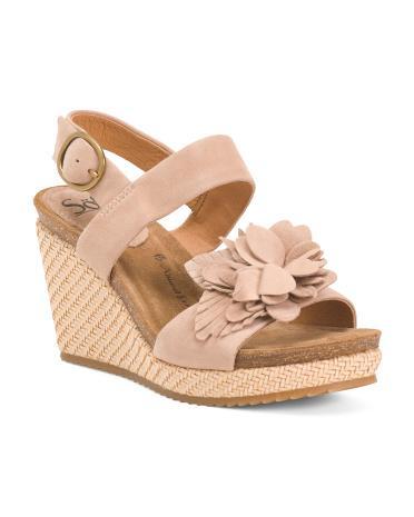 Suede Cali Hand Cut Flower Blossom Comfort Sandals for Women Product Image