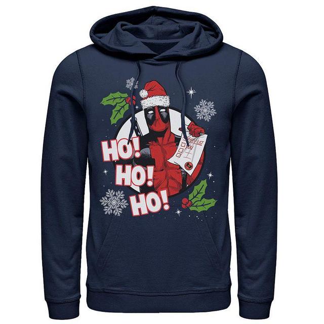 Mens Marvel Deadpool Santa Naughty List Holiday Hoodie Blue Product Image