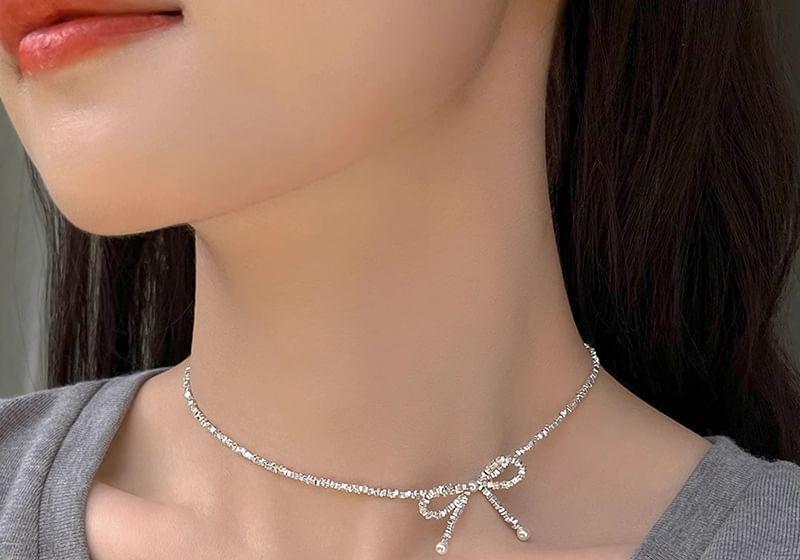 Rhinestone Bow Necklace / Bracelet Product Image