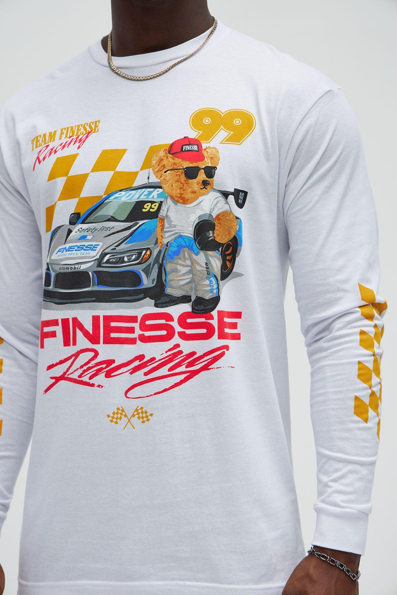 Finesse Racing Bear Long Sleeve Tee - White Product Image