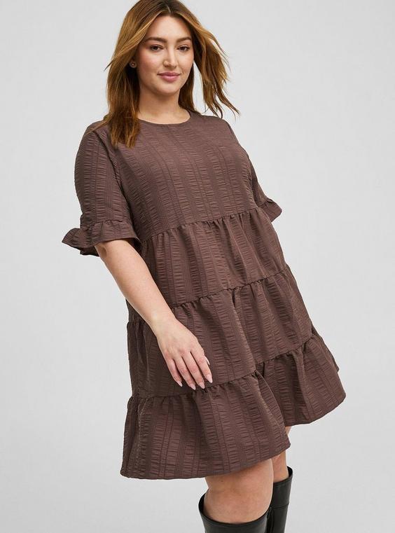 Short Sleeve Woven Babydoll Dress Product Image