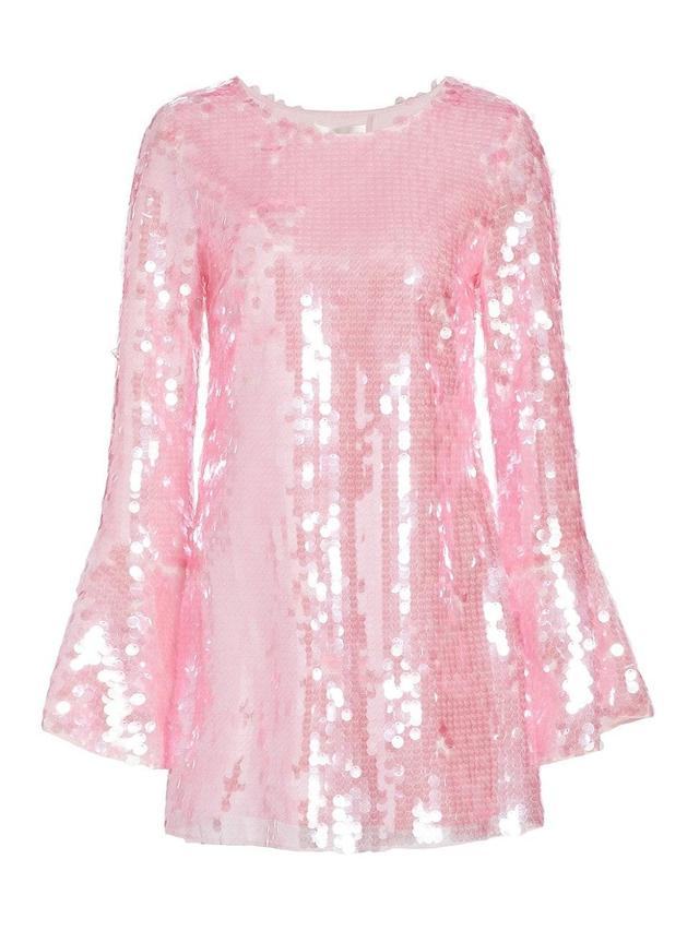 LoveShackFancy Annabella Sequin Long Sleeve Minidress Product Image