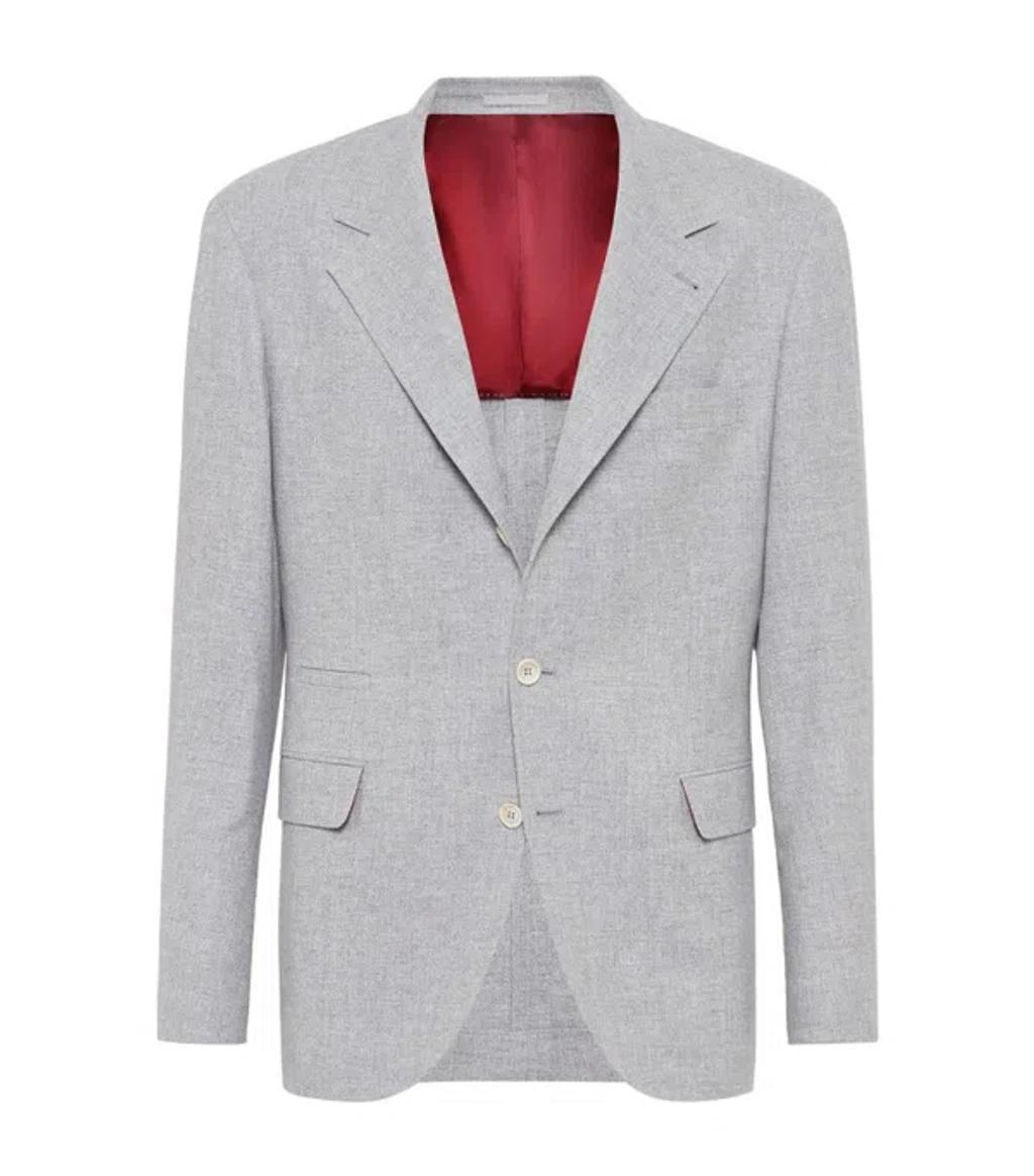 Wool-silk-cashmere Single-breasted Blazer In Fog Product Image