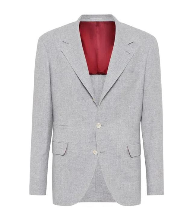 Wool-silk-cashmere Single-breasted Blazer In Fog Product Image