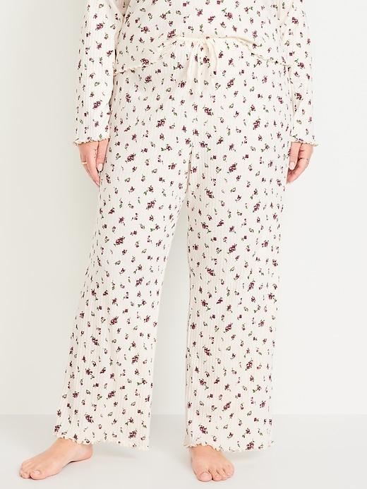 High-Waisted Ribbed Pajama Pants Product Image