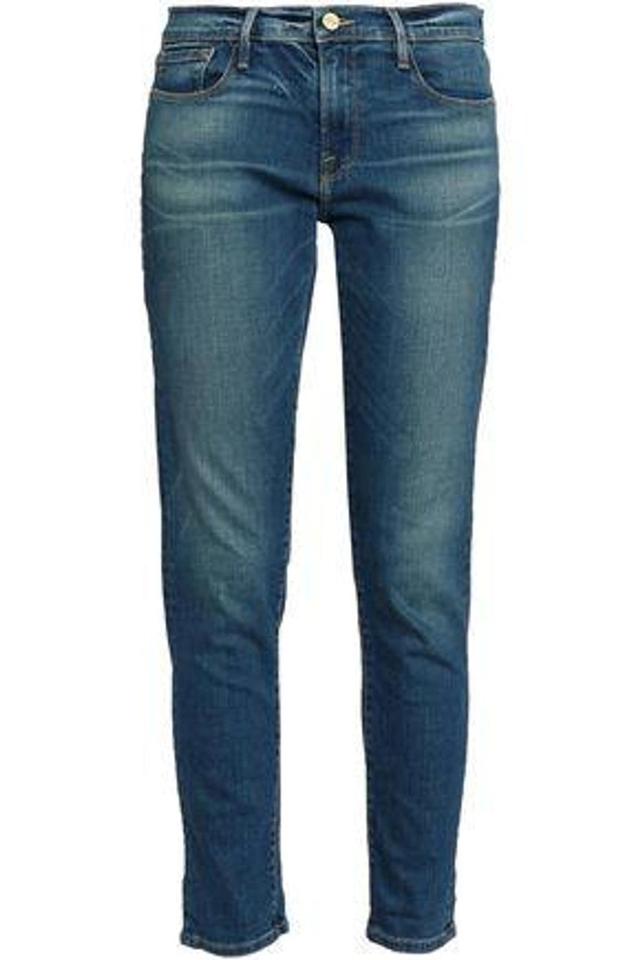 Faded Mid-rise Straight-leg Jeans In Mid Denim Product Image