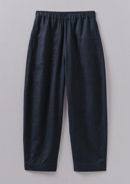 Garment Dyed Linen Barrel Leg Pants | Midnight product image