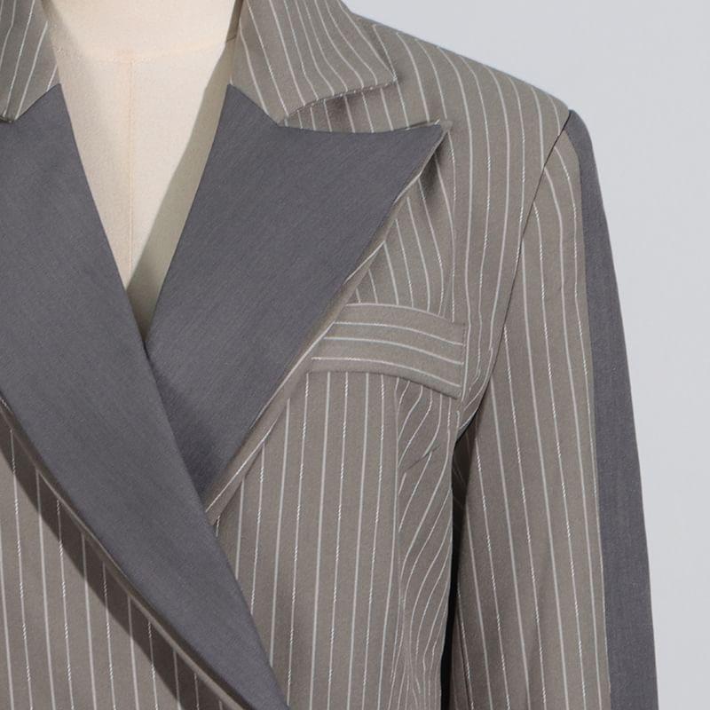 Pinstriped Double-Breasted Blazer Product Image