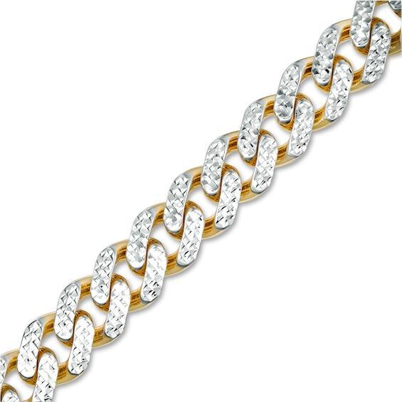 Men's 9.5mm Diamond-Cut Curb Chain Bracelet in Hollow 14K Two-Tone Gold - 8.25" Product Image