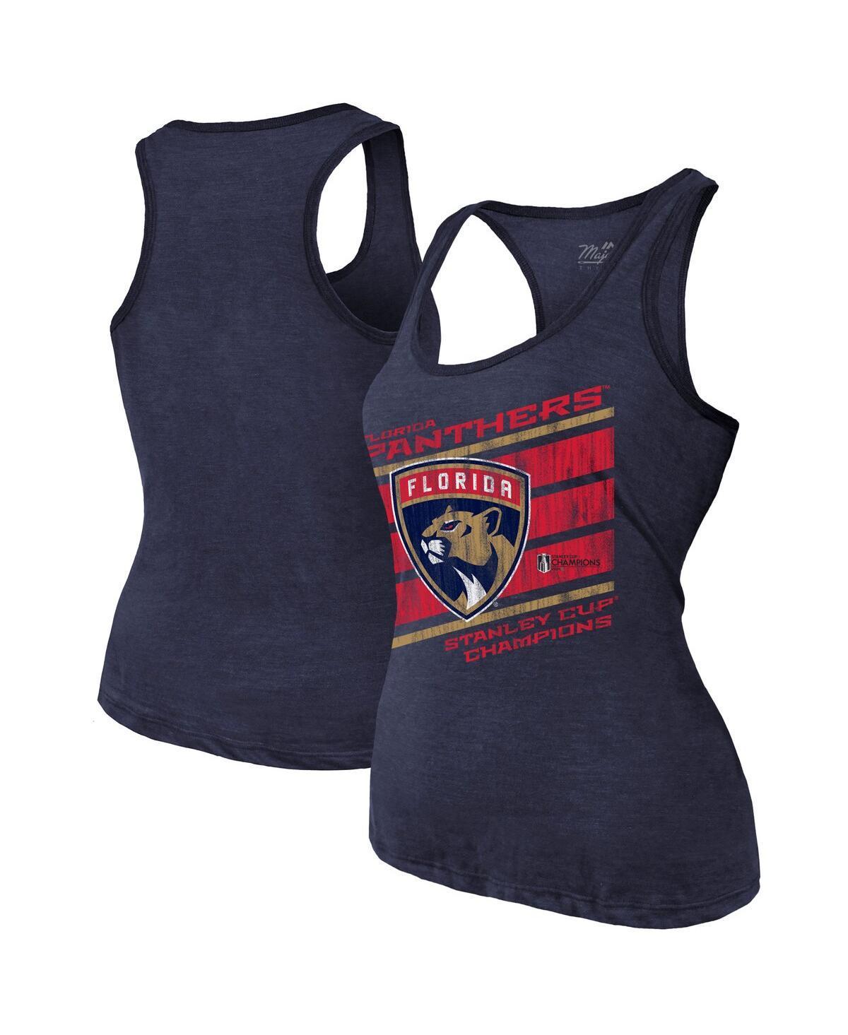 Majestic Womens Navy Florida Panthers 2024 Stanley Cup Champions Tri-Blend Racerback Tank Top Product Image