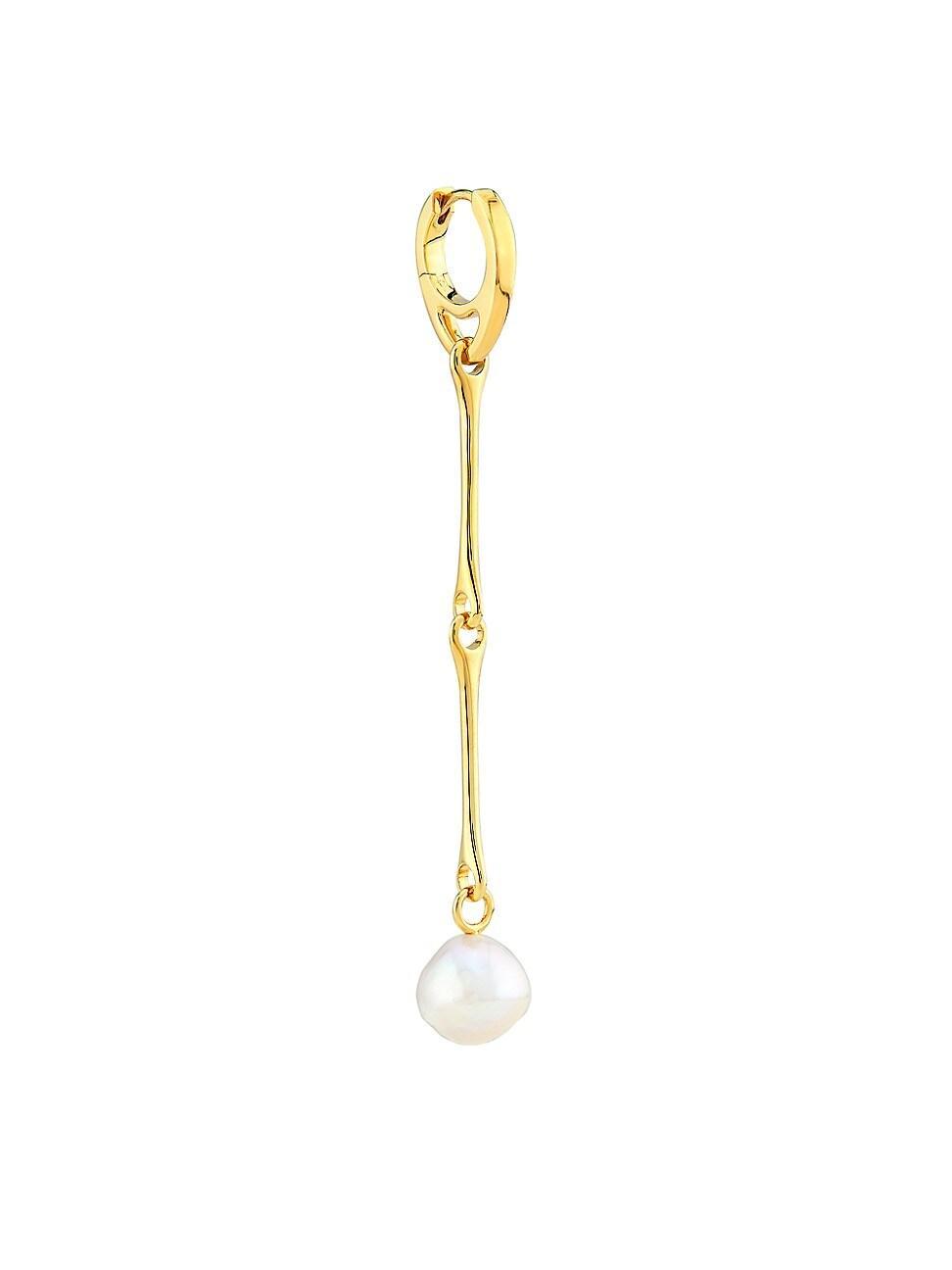 Womens Stag 22K-Gold-Plated & Pearl Drop Earring Product Image