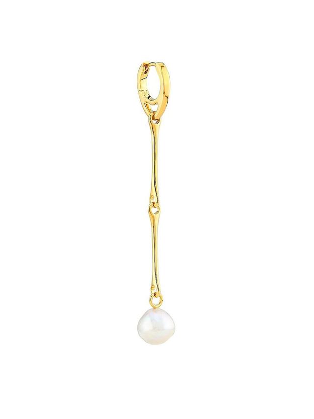 Womens Stag 22K-Gold-Plated & Pearl Drop Earring Product Image