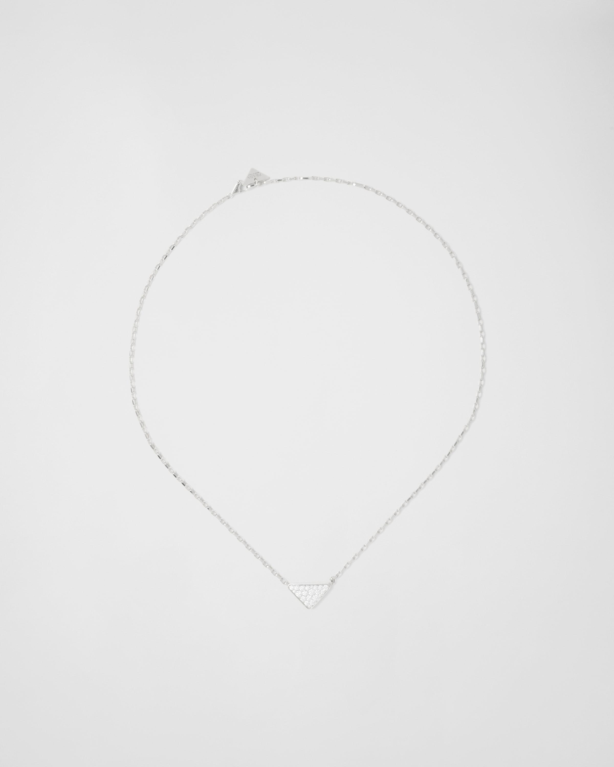 Eternal Gold mini triangle pendant necklace in white gold and diamonds Product Image