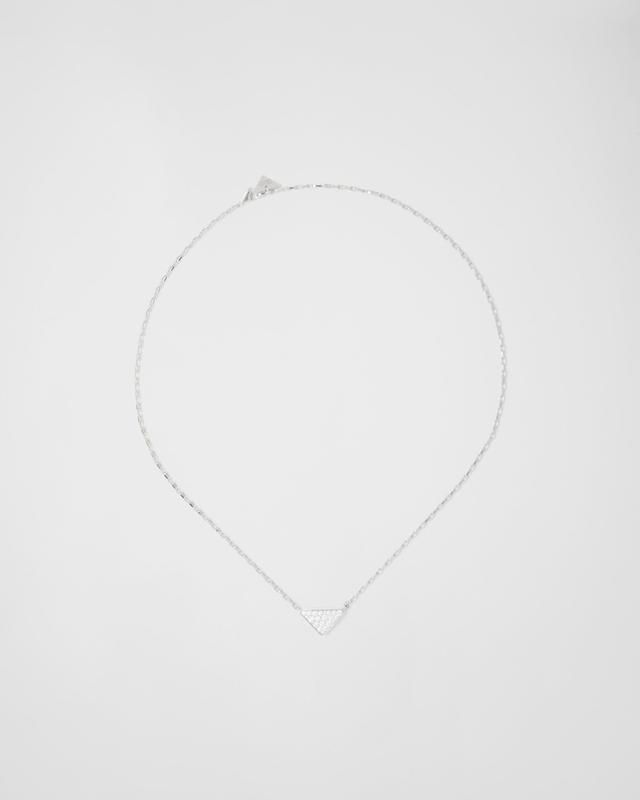 Eternal Gold mini triangle pendant necklace in white gold and diamonds Product Image