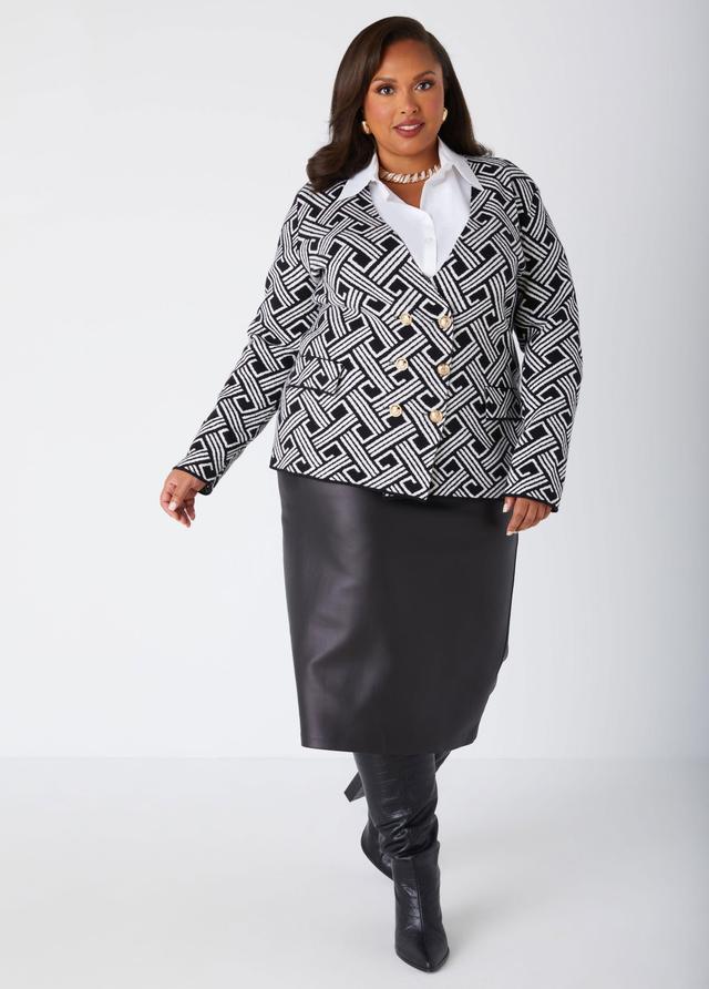 Plus Size Double Breasted Jacquard Blazer Ashley Stewart Product Image