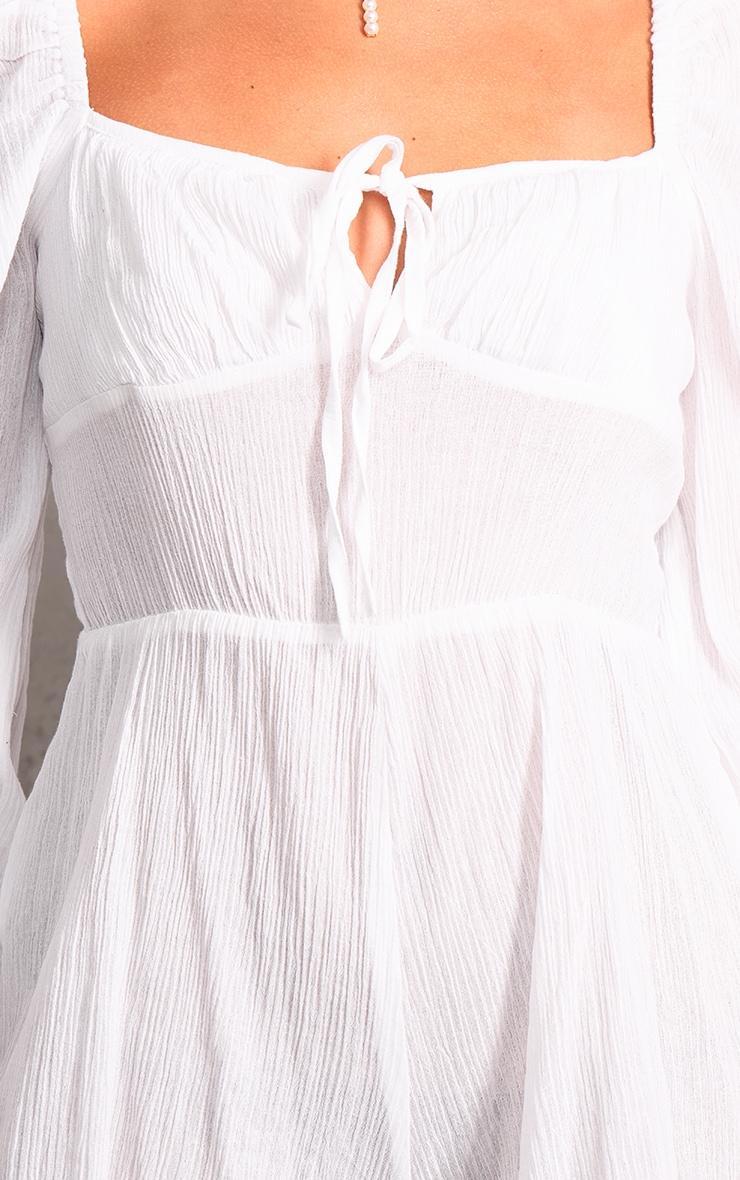 White Tie Front Textured Romper Product Image