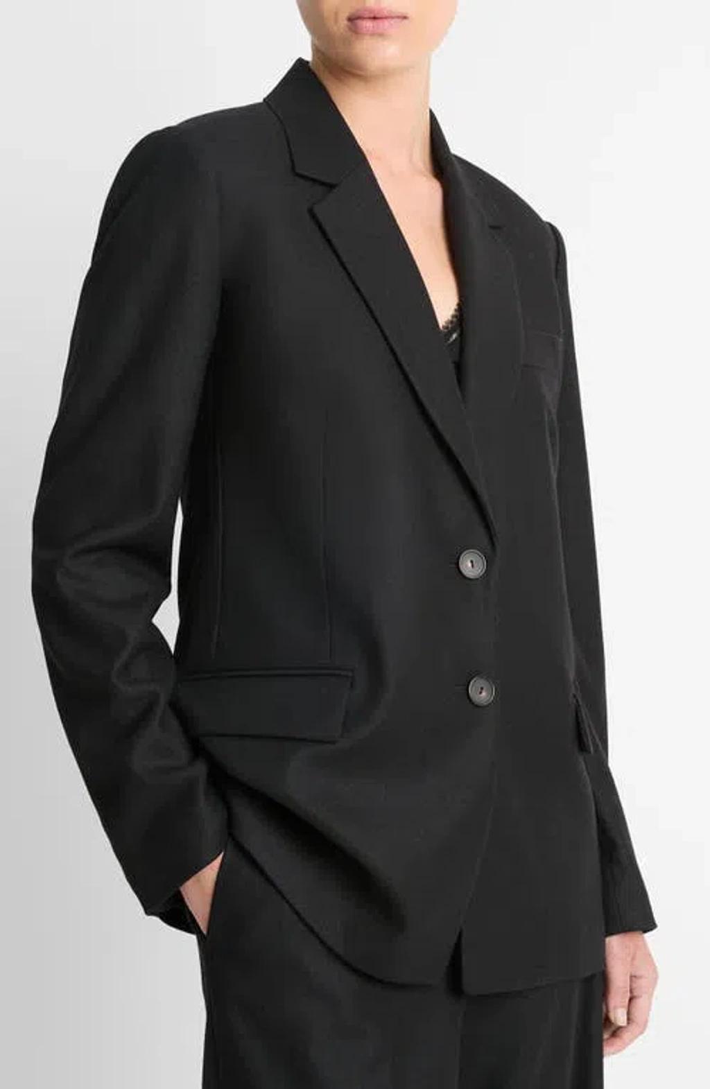 Shrunken Bracelet-sleeve Blazer In Black Product Image