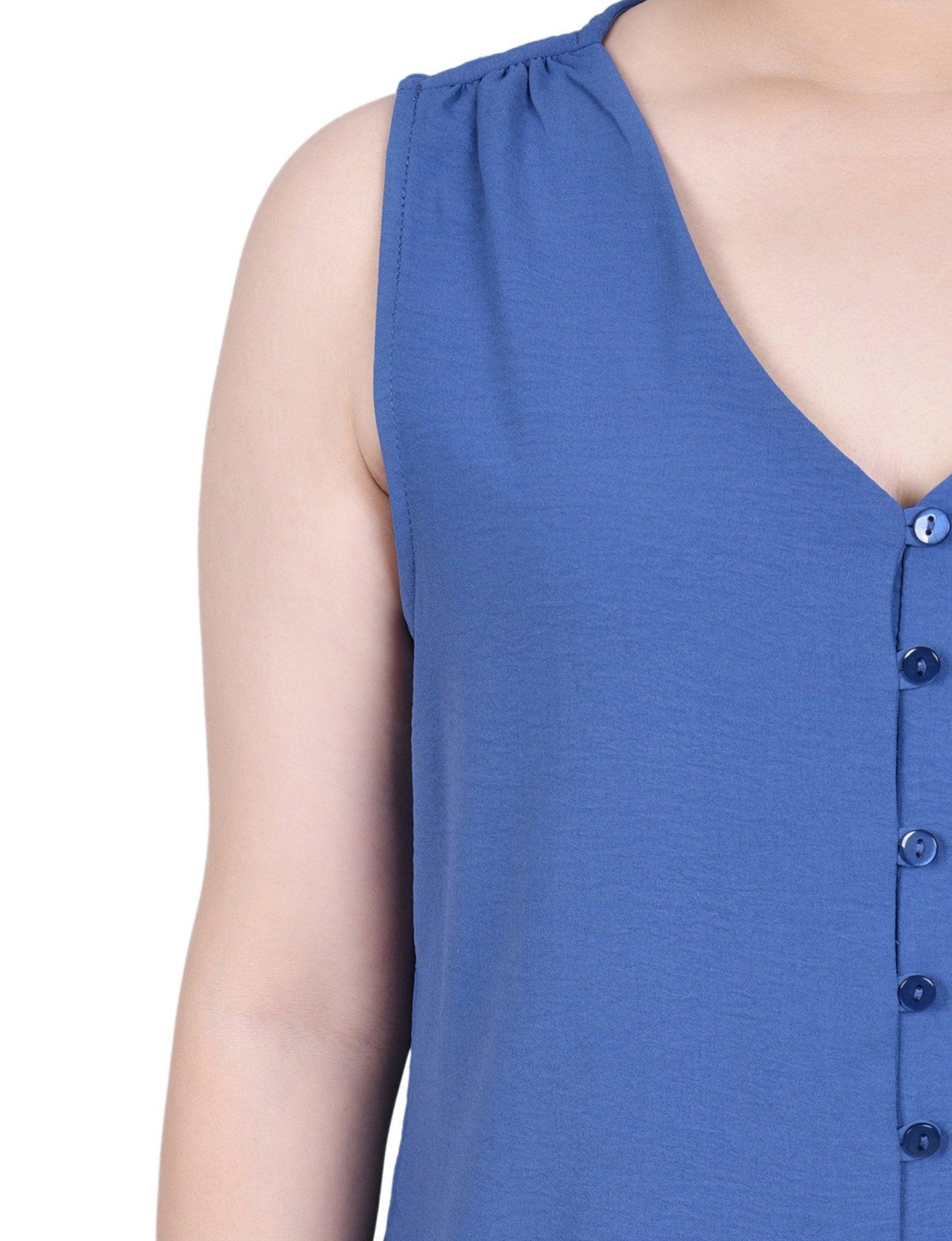 Sleeveless Button Front Blouse - Petite Product Image