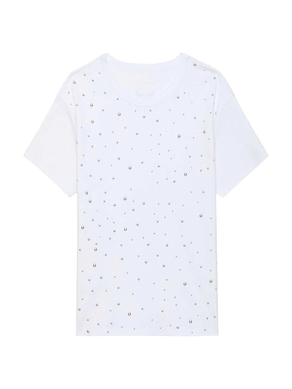 Womens Marta Studded Cotton T-Shirt Product Image