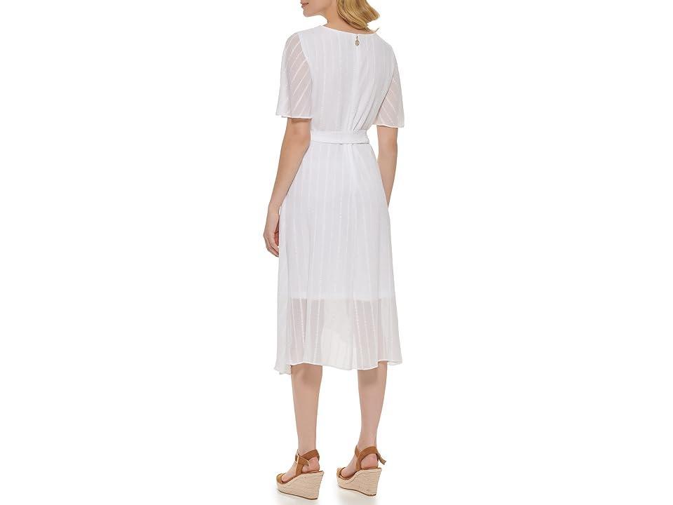 Tommy Hilfiger Short Sleeve Striped Surplice Gauze Midi (Bright ) Women's Dress Product Image