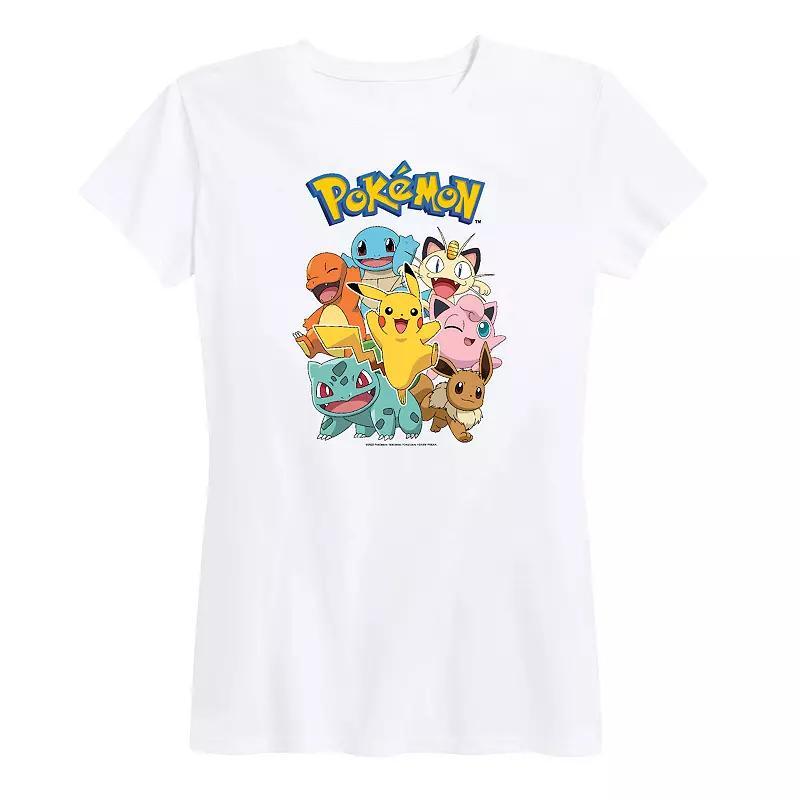 Womens Pokemon Character Group Graphic Tee Grey Gray Product Image