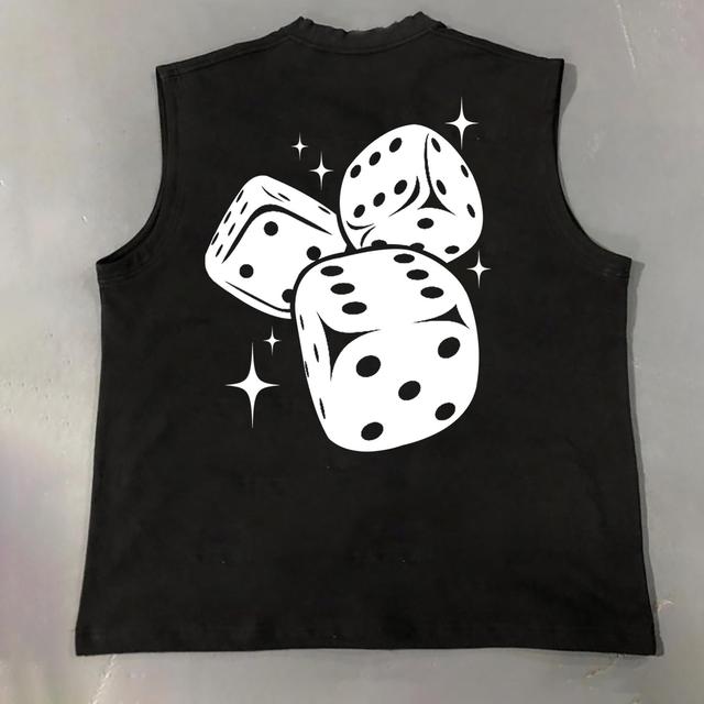 Casual Fun Dice Print Cotton Tank Top Product Image