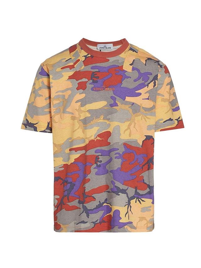 Mens Multicolored Camo-Print T-Shirt Product Image