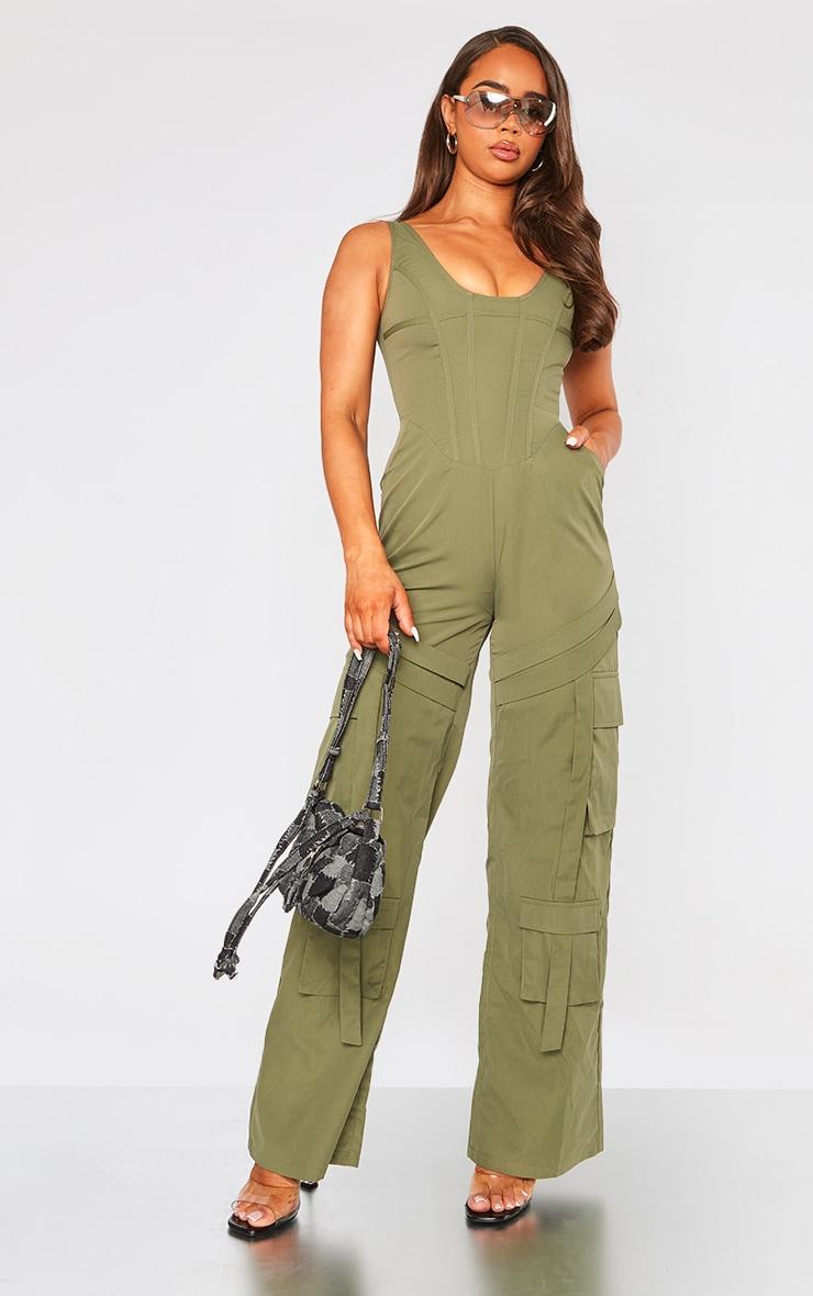 Khaki Corset Utility Jumpsuit Product Image