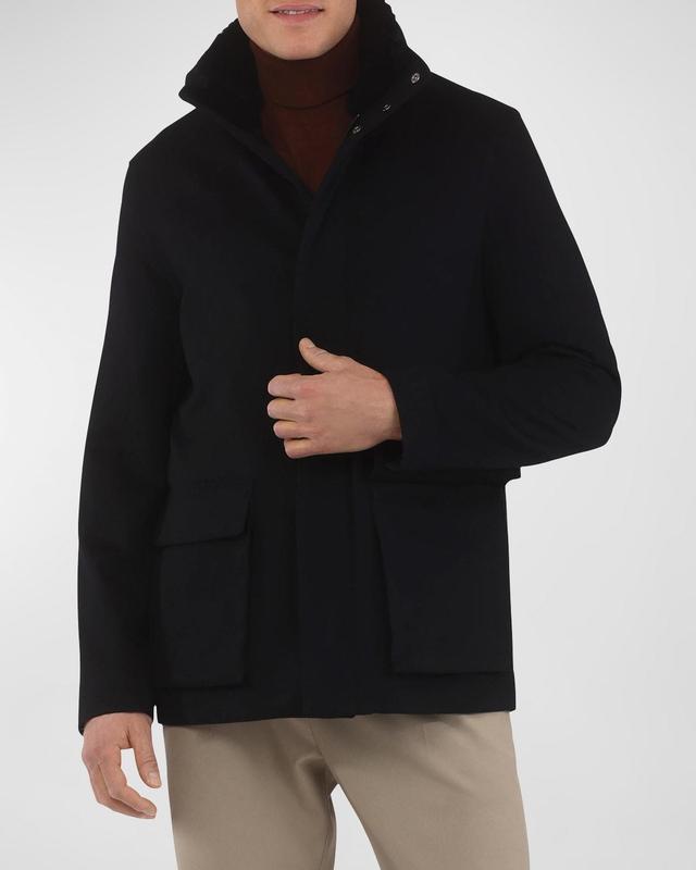 Mens Loro Piana Wool Jacket with Detachable Lamb Shearling Collar Product Image