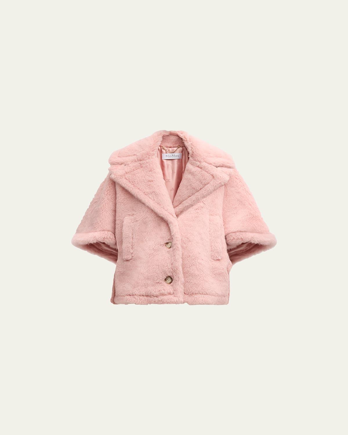 Aleggio Pink Teddy Wool-Blend Cape Product Image