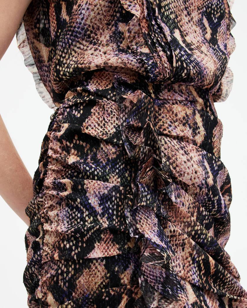 Hali Tahoe Snake Print Ruffle Mini Dress Product Image