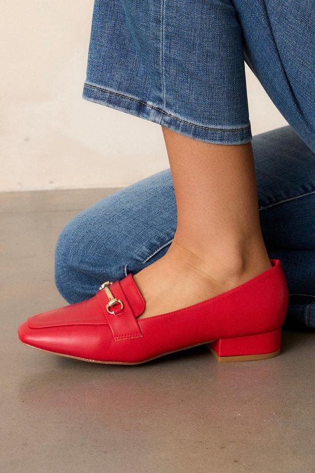 Elegant Stroll Red Vegan Leather Loafers Product Image