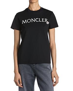 MONCLER Embroidered Logo Tee In Black Product Image