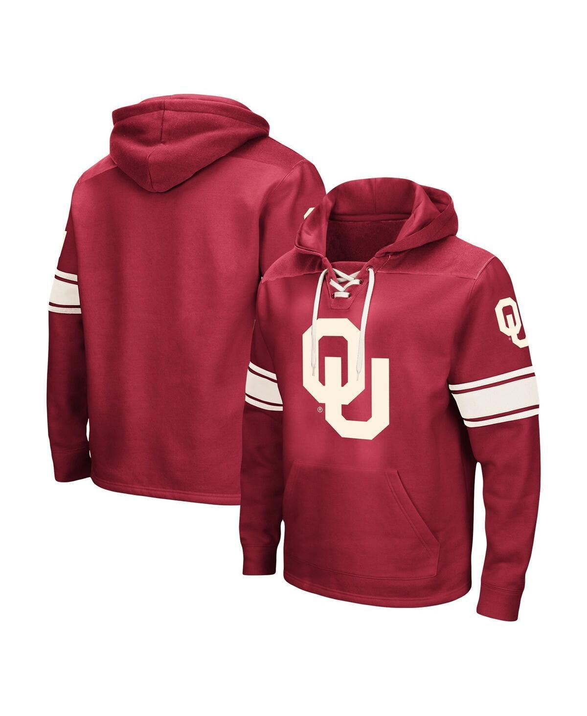 Mens Colosseum Crimson Oklahoma Sooners Big and Tall Hockey Lace-Up Pullover Hoodie Product Image