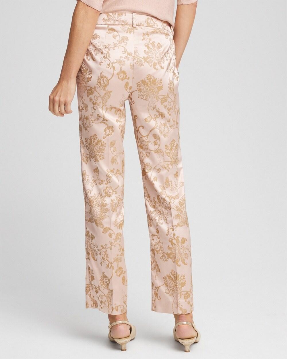 Satin Jacquard Straight Ankle Pants Product Image