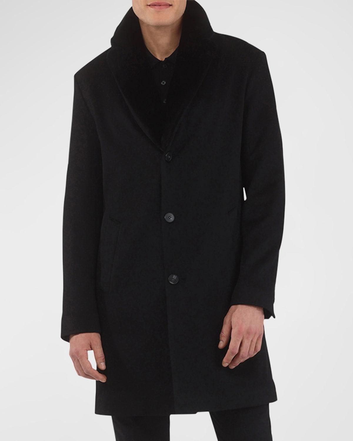 Men's Loro Piana Cashmere Short Coat with Detachable Lamb Shearling Collar Product Image