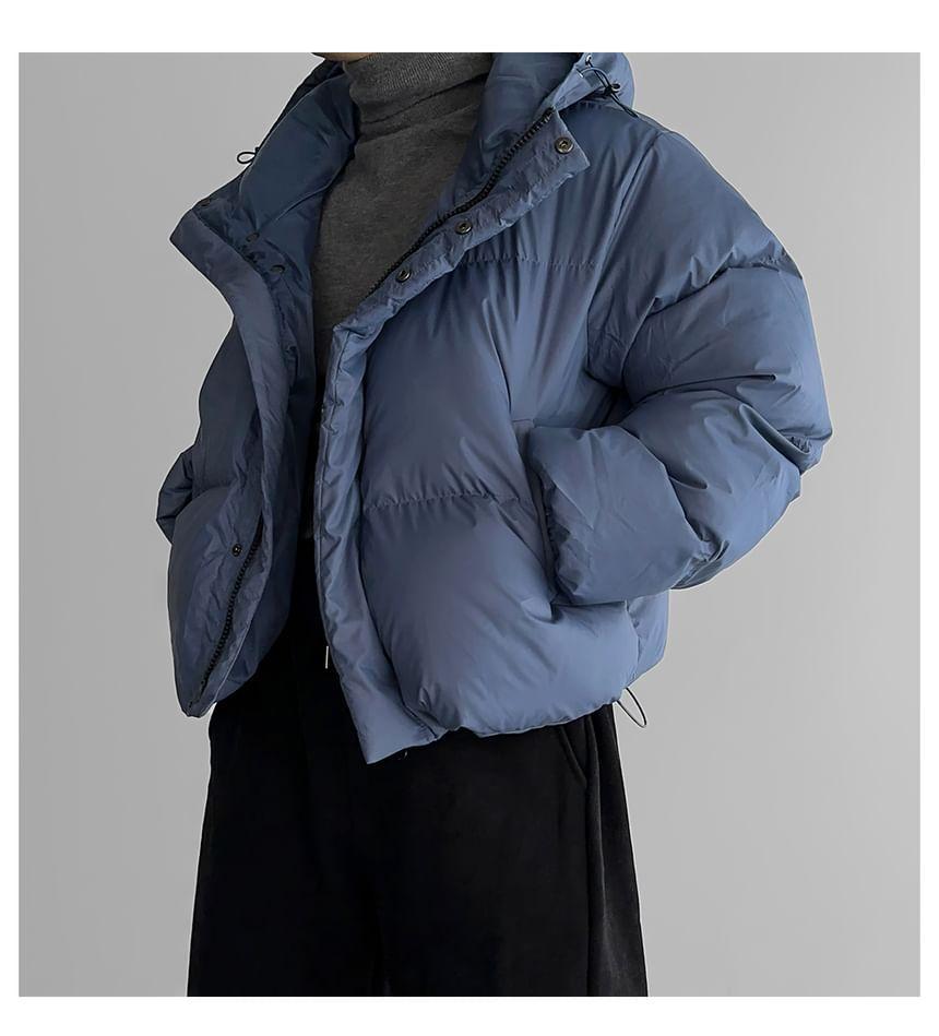 Plain Hooded Zip Puffer Jacket Product Image