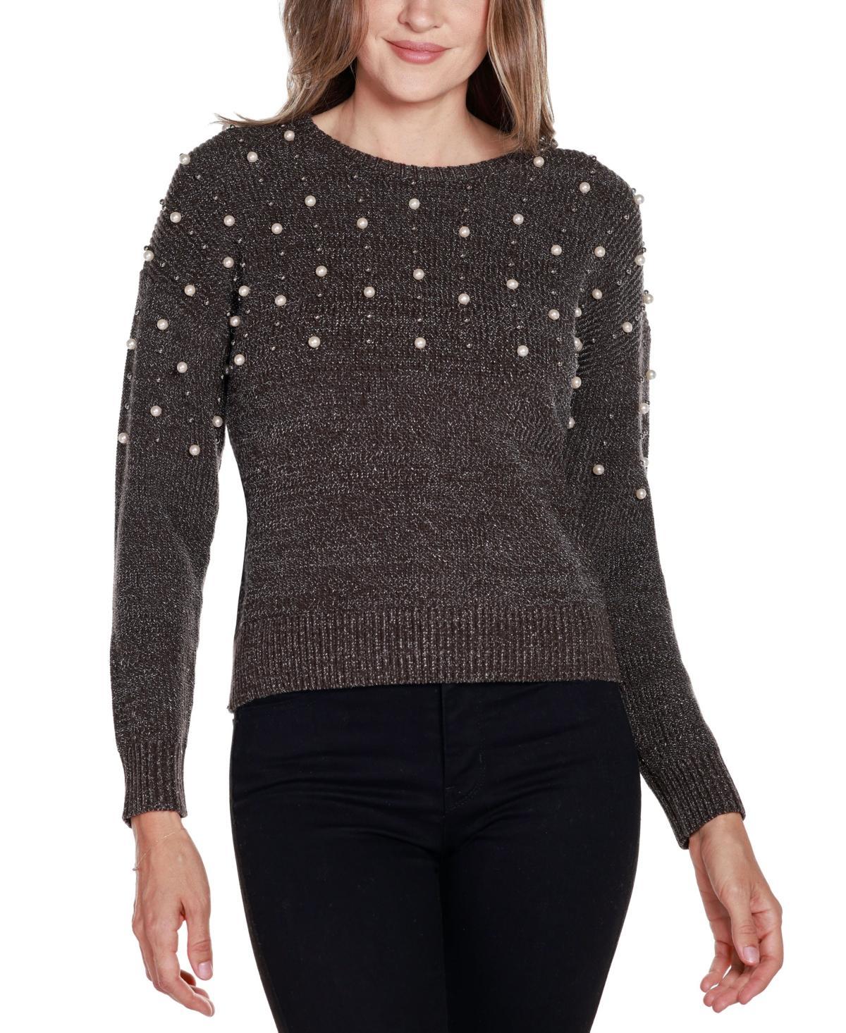 Belldini Womens Black Label Embellished Drop-Shoulder Sweater Product Image