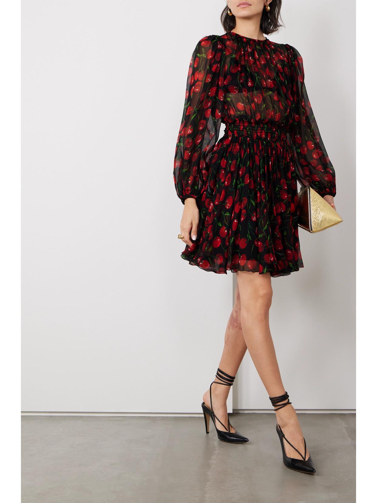 Printed Pleated Silk-chiffon Mini Dress In Multicolor Product Image