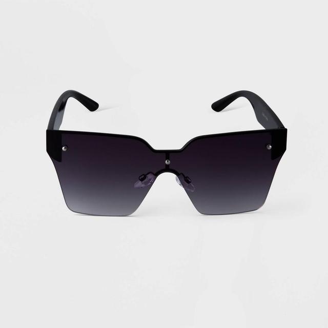 Womens Plastic Square Shield Sunglasses - A New Day Black Product Image