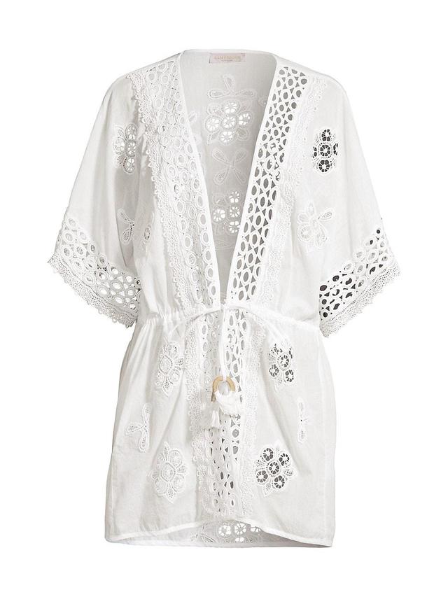 Ramy Brook Delphine Mini Crochet Coverup Dress - Size: X-SMALL / SMALL - WHITE Product Image