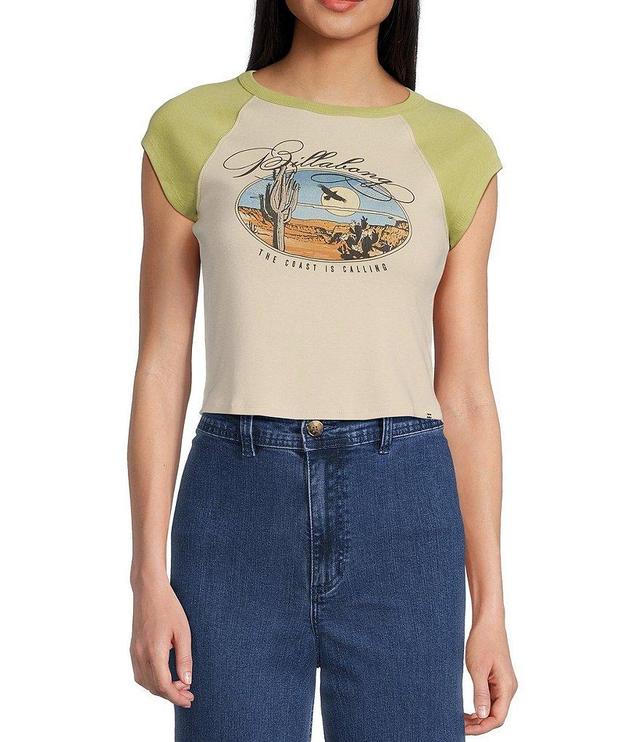 Billabong Blissed Raglan Sleeve Color Block Cropped T-Shirt Product Image