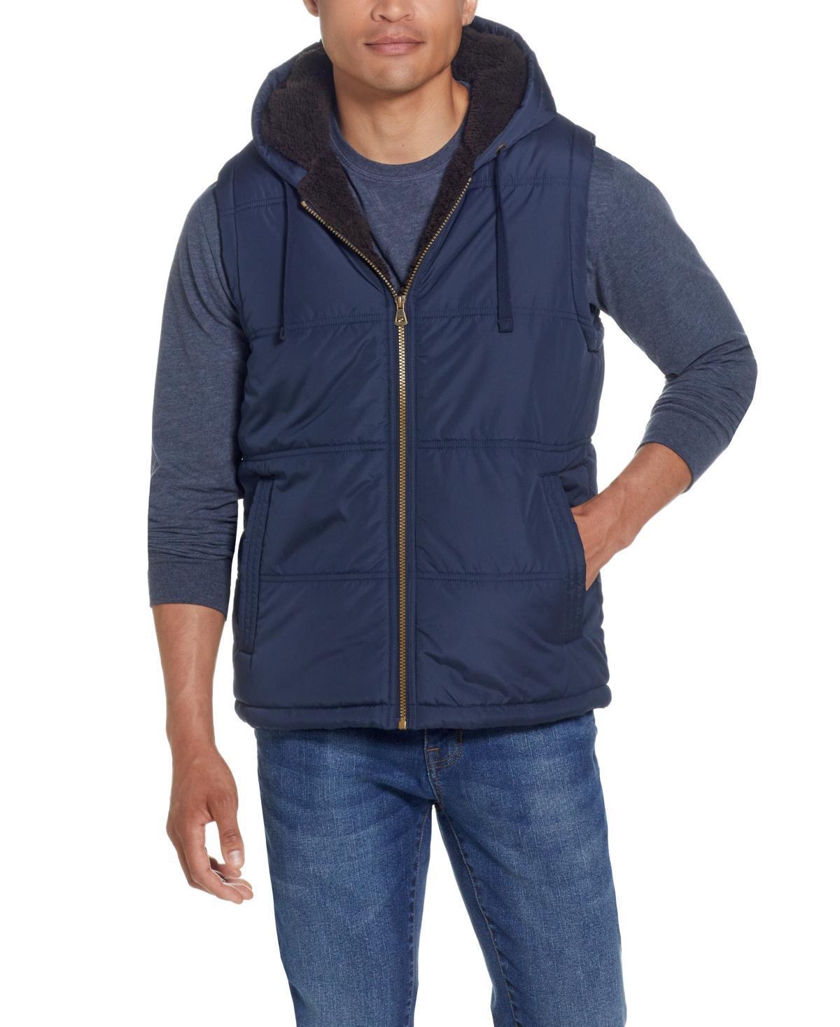 Weatherproof Vintage Mens Sherpa Lined Hooded Puffer Vest - Dark Sapphire Product Image