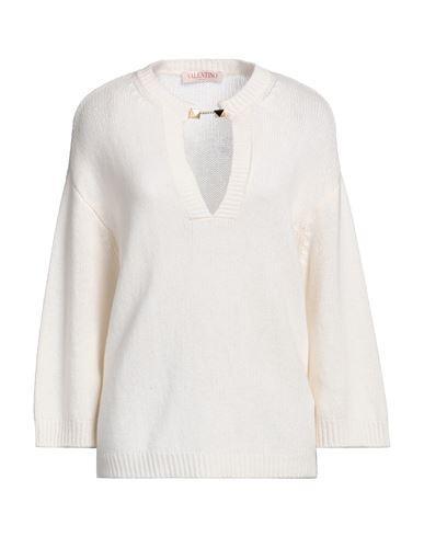 VALENTINO Garavani Woman Sweater Cream Size M Cashmere In White Product Image