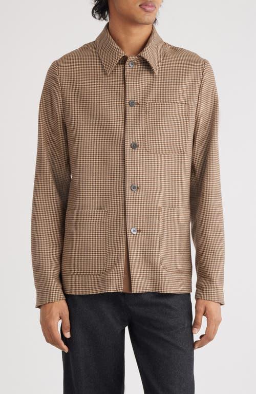 DRIES VAN NOTEN Callop Houndstooth Wool Blend Button-up Shirt In Camel Product Image